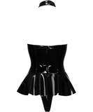 Black Level black vinyl peplum bodysuit