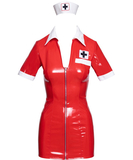 Black Level Nurse Red Vinyl Dress With Cap