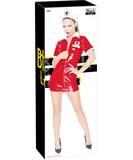 Black Level Nurse Red Vinyl Dress With Cap