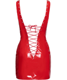 Black Level red vinyl mini dress with lacing