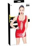 Black Level red vinyl mini dress with lacing