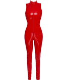 Black Level red vinyl sleeveless jumpsuit