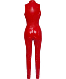 Black Level red vinyl sleeveless jumpsuit