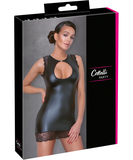 Cottelli Lingerie melna matēta auduma minikleita ar mežģīnēm