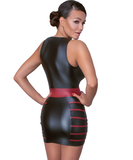 Cottelli Lingerie black matte look mini dress with red stripes