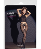 Cottelli Lingerie black net stockings with hip straps
