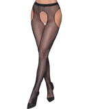 Cottelli Lingerie black net tights with cutouts and rhinestones