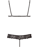 Abierta Fina black open lingerie set with rhinestones