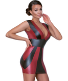 Cottelli Lingerie black & red striped matte look mini dress