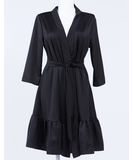 MAKE black satin robe with flounce hem
