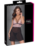 Cottelli Lingerie melns caurspīdīgs naktskrekls ar rozā mežģīnēm