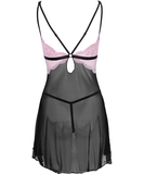 Cottelli Lingerie black sheer chemise with pink lace