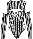 NO:XQSE black striped net bodysuit