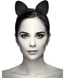 Coquette black leatherette cat ears headband