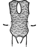 Cottelli Lingerie Bondage black sheer mesh crotchless suspender bodysuit