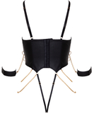Bondage by Cottelli Chaincy black bodysuit with wrist cuffs