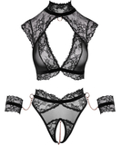 Bondage by Cottelli Luxynda lace lingerie set with wrist cuffs
