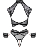 Bondage by Cottelli Luxynda lace lingerie set with wrist cuffs