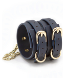 NS Novelties navy blue faux leather ankle cuffs