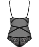 Obsessive Bondea black sheer mesh bodysuit with lace