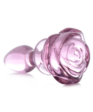 Booty Sparks Pink Rose Glass Anal Plug Small