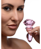 Booty Sparks Pink Rose Glass Anal Plug Small