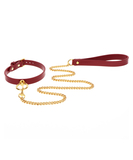 Taboom burgundy faux leather collar with leash