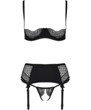 Casmir Clarisse black open suspender lingerie set