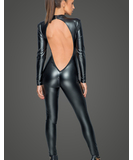 Noir Handmade black matte look open back catsuit