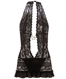Cottelli Lingerie black lace halterneck mini dress