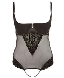 Cottelli Lingerie black bodysuit with flock print