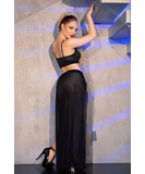 Chilirose CR 4672 juodas liemenėlė ir sijonas su grandinėlėmis