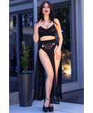 Chilirose CR 4672 juodas liemenėlė ir sijonas su grandinėlėmis