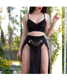 Chilirose CR 4672 juodas liemenėlė ir sijonas su grandinėlėmis