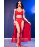 Chilirose CR 4850 raudonas liemenėlė ir sijonas su grandinėlėmis