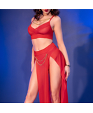 Chilirose CR 4850 raudonas liemenėlė ir sijonas su grandinėlėmis