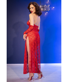 Chilirose CR 4853 raudona nėriniuota suknelė ir pirštinės