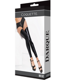 Coquette Lingerie juodos blizgios priglundančios kojinės be pėdų dalies