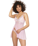 Coquette Lingerie pink babydoll with shimmer embroidery & rhinestones