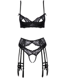 Cottelli Lingerie juodas nėriniuotas apatinio trikotažo rinkinys su petnešėlėmis