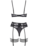 Cottelli Lingerie juodas nėriniuotas apatinio trikotažo rinkinys su petnešėlėmis