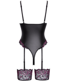 Cottelli Lingerie melns matēts bodijs ar mežģīņu zeķturiem