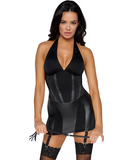 Cottelli Lingerie black dominatrix suspender mini dress