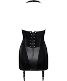 Cottelli Lingerie juoda dominatriksės mini suknelė su laikikliais kojinėms