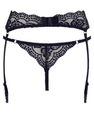 Cottelli Lingerie black lace garter belt with string