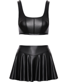 Cottelli Lingerie black matte look ctop top & skirt