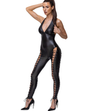 Cottelli Lingerie black matte look lace-up catsuit