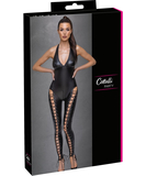 Cottelli Lingerie black matte look lace-up catsuit