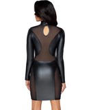 Cottelli Lingerie juoda matinė mini suknelė su permatomo tinklelio papuošimais