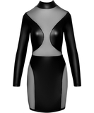 Cottelli Lingerie black matte look mini dress with sheer mesh inserts